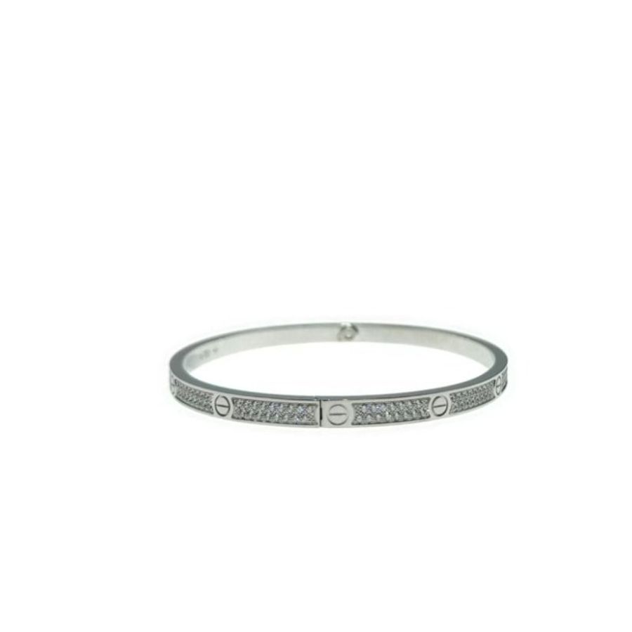 Cartier 卡地亞 Love 18K白金 窄版滿天星鑽石手環 Size 18 Bracelet-3