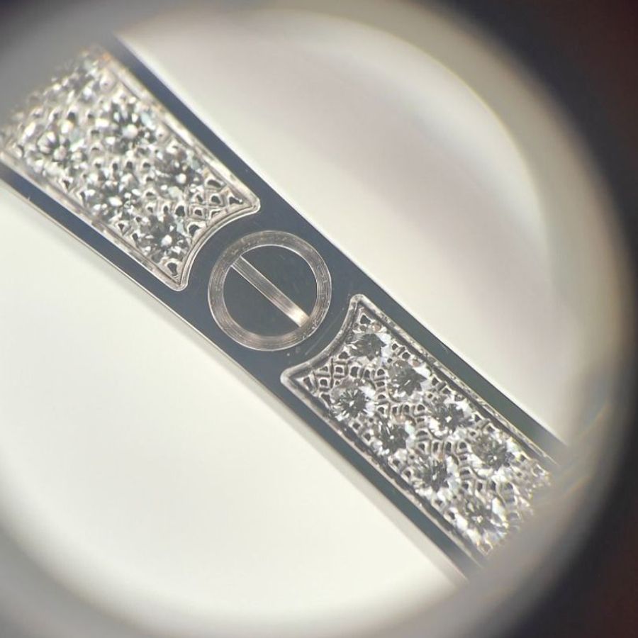 Cartier 卡地亞 Love 18K白金 窄版滿天星鑽石手環 Size 18 Bracelet-5
