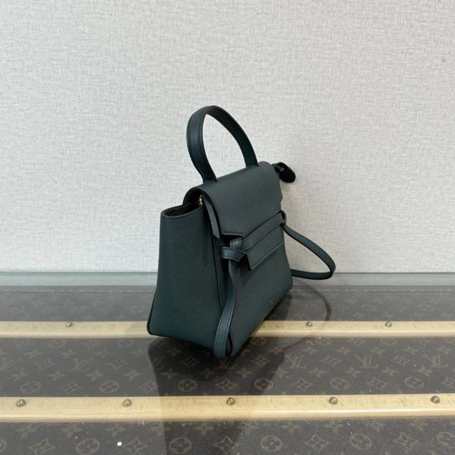 CELINE 綠色金扣小号號鯰魚手提肩背斜背包 24*20*13 98新配件塵袋-1