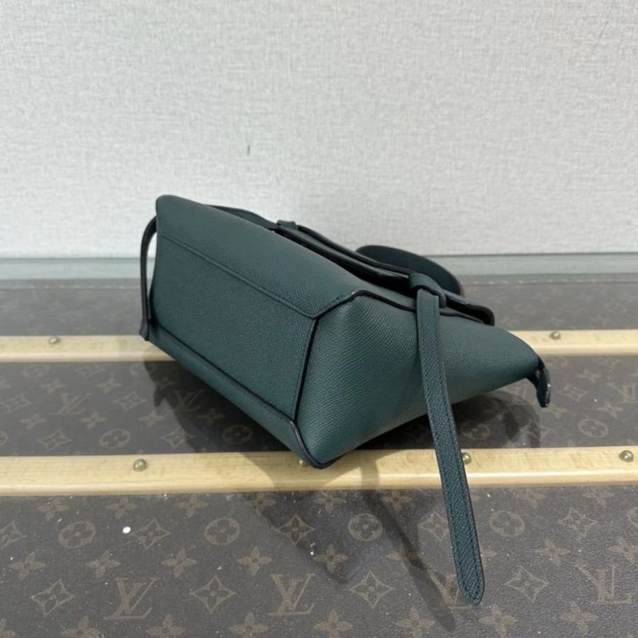 CELINE 綠色金扣小号號鯰魚手提肩背斜背包 24*20*13 98新配件塵袋-4