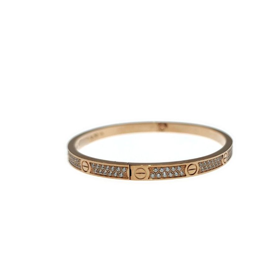 Cartier 卡地亞 Love 18K玫瑰金 窄版滿天星鑽石手環 Size 16 Bracelet-3