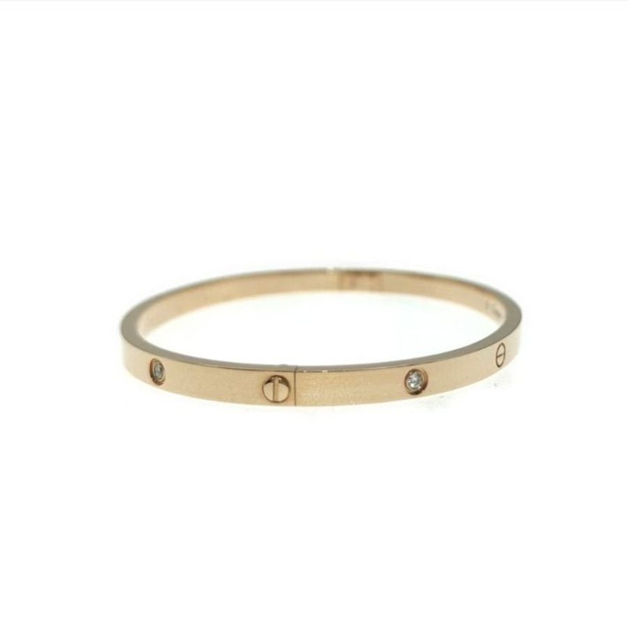 Cartier 卡地亞 love 18K玫瑰金 窄版6鑽石手環 Size 17 Bracelet-1