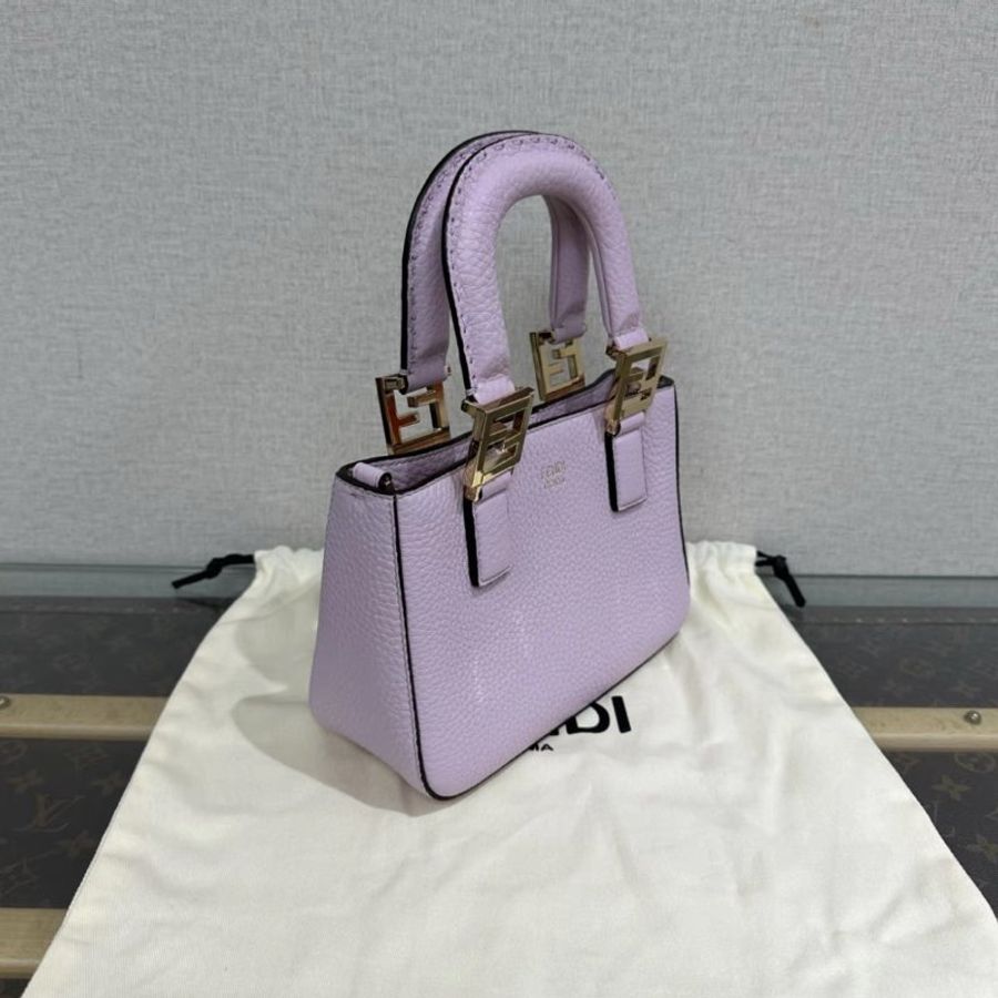 FENDI 香芋紫金扣手提斜背包21*15*8 99新 配件盒子塵袋-1