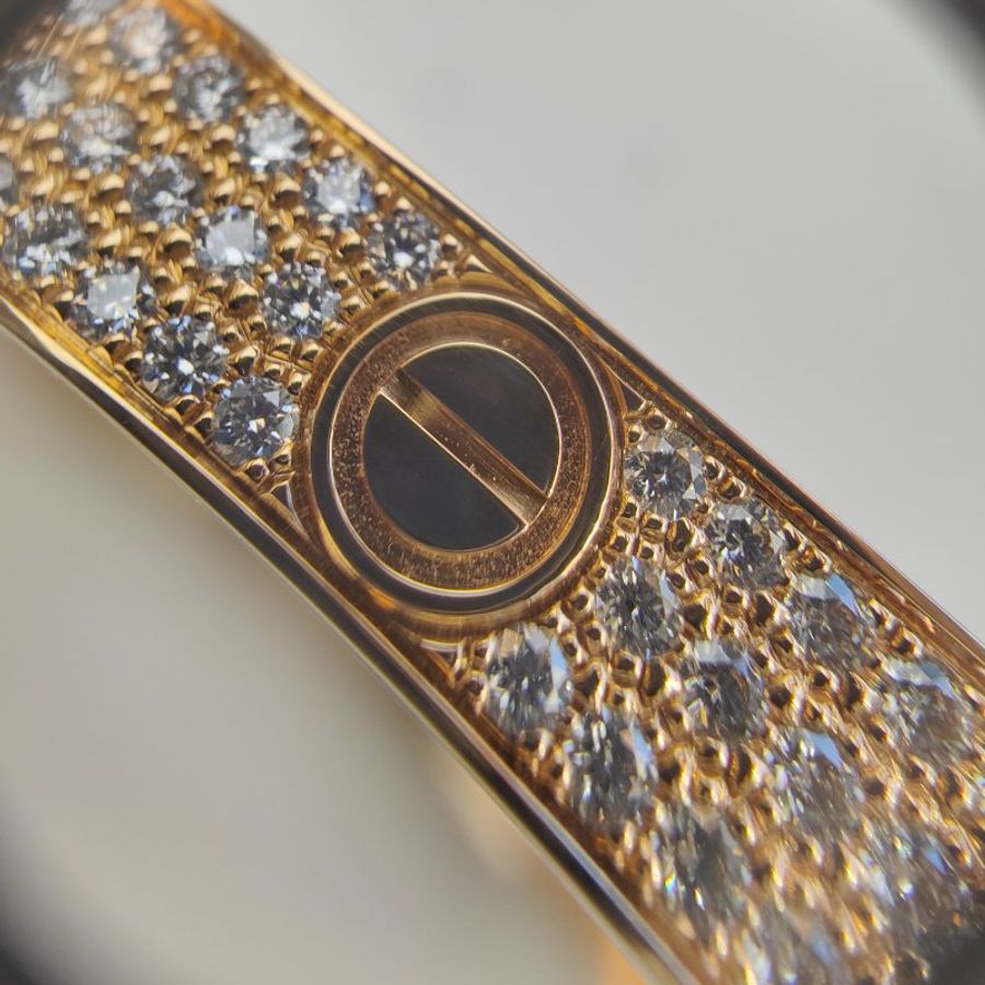 Cartier 卡地亞 Love 18K玫瑰金 寬版滿天星鑽石手環 Size 16 Bracelet-5