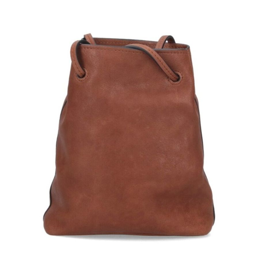 【MIU MIU】Mini Bag 納帕皮革 壓紋字母 迷你 肩背包 斜背包 水桶包 橡樹棕色 5NF460-4