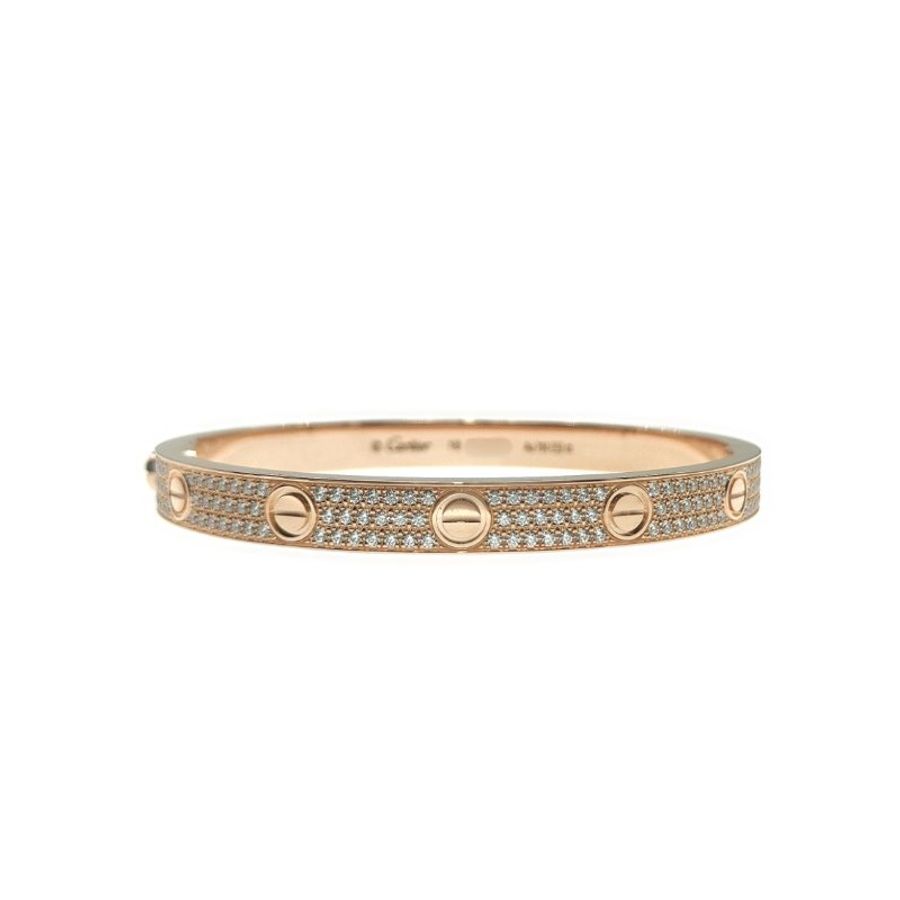 Cartier 卡地亞 Love 18K玫瑰金 寬版滿天星鑽石手環 Size 18 Bracelet-0