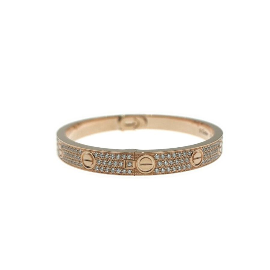 Cartier 卡地亞 Love 18K玫瑰金 寬版滿天星鑽石手環 Size 18 Bracelet-1