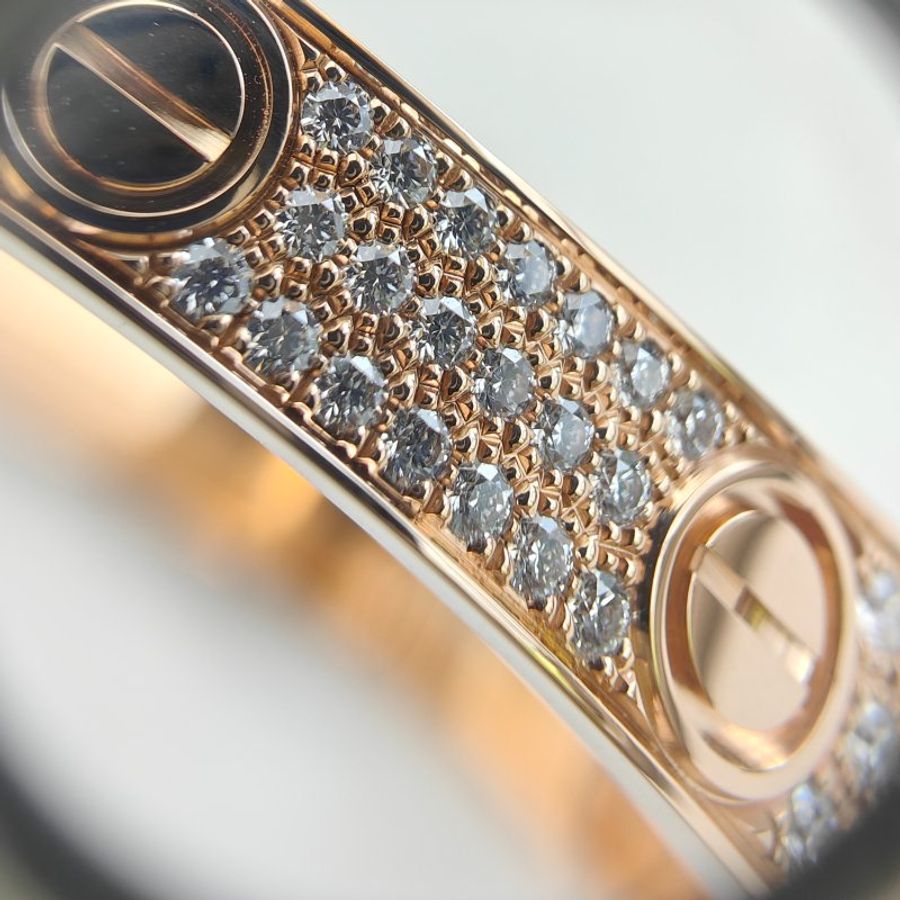 Cartier 卡地亞 Love 18K玫瑰金 寬版滿天星鑽石手環 Size 18 Bracelet-6