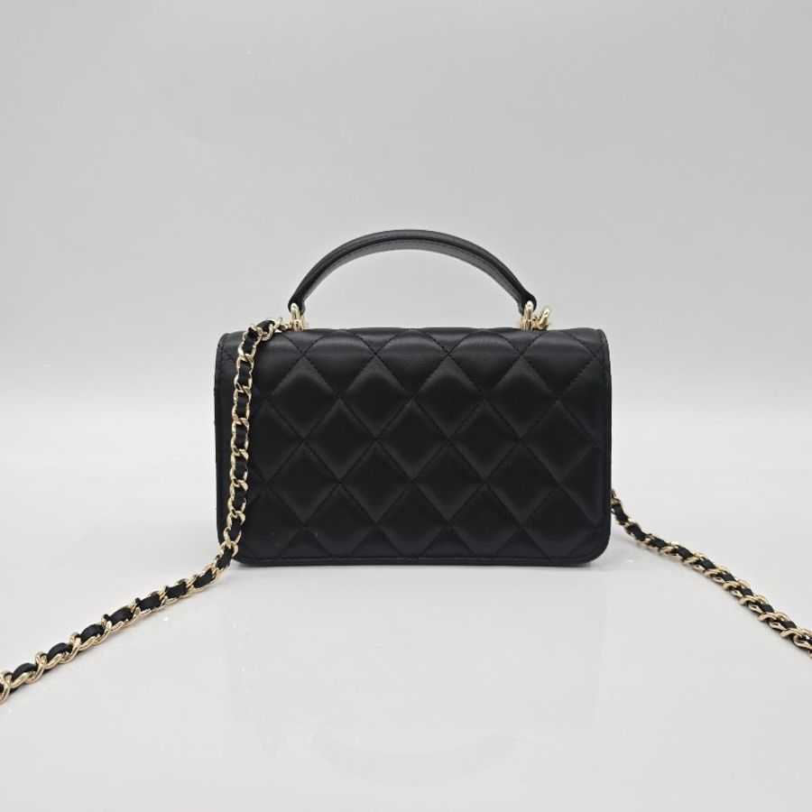 【全新七夕禮♥️小編實拍】CHANEL 香奈兒 24P 黑金MINI HANDLE 口蓋包-6
