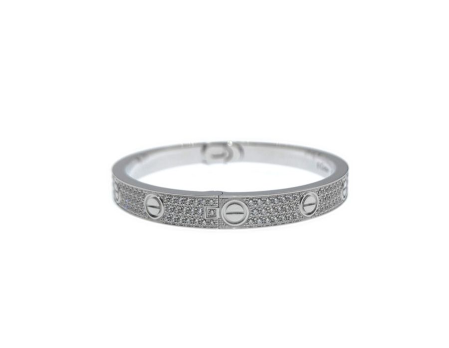 Cartier 卡地亞 Love 18K白金 寬版滿天星鑽石手環 Size 18 Bracelet-1