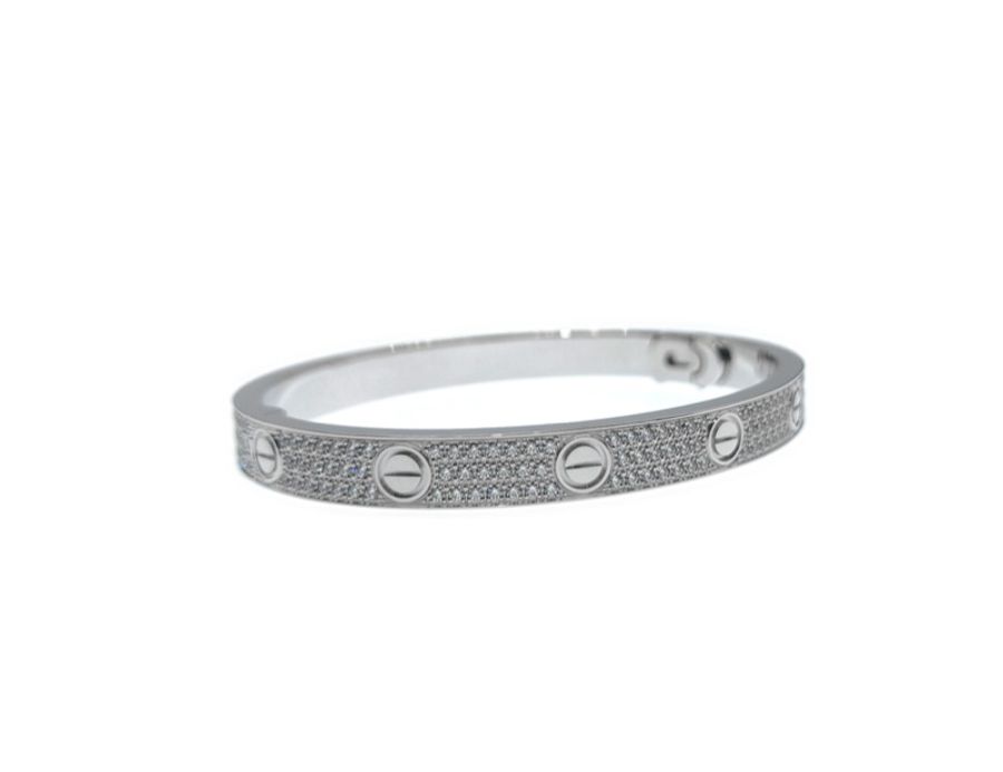 Cartier 卡地亞 Love 18K白金 寬版滿天星鑽石手環 Size 18 Bracelet-2