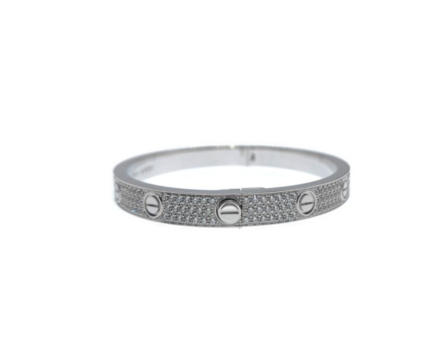 Cartier 卡地亞 Love 18K白金 寬版滿天星鑽石手環 Size 18 Bracelet-3
