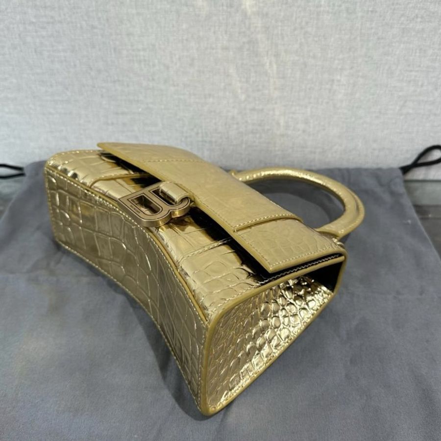 BALENCIAGA 金色鱷魚紋壓紋XS號小號沙漏包 19*12*8 98新配件塵袋-2