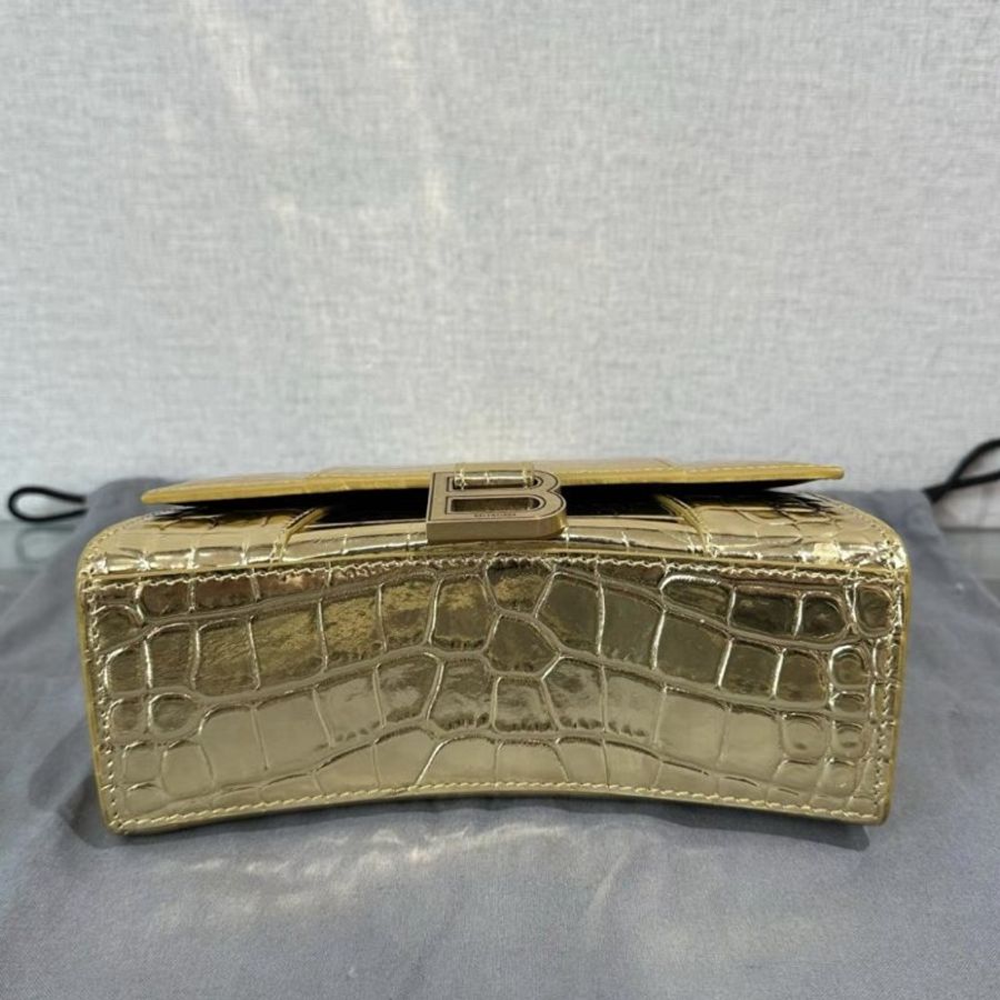 BALENCIAGA 金色鱷魚紋壓紋XS號小號沙漏包 19*12*8 98新配件塵袋-3