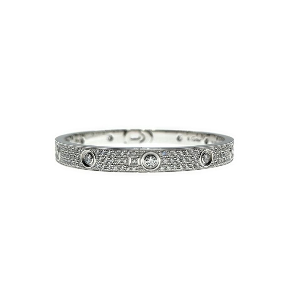 Cartier 卡地亞 Love 18K白金 寬版全鑽石手環 Size 19 Bracelet-1