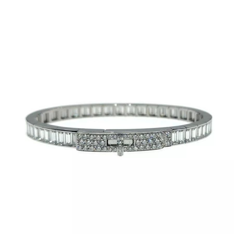 Hermès Kelly Baguettes Bracelet 方形全鑽手環-0