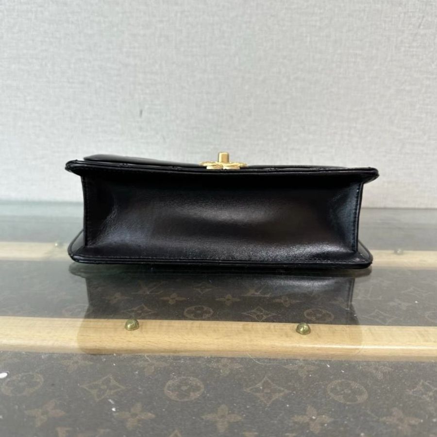 CHANEL 黑金雙金環黛妃肩背斜背包20*13*5.5 98新配件塵袋-4