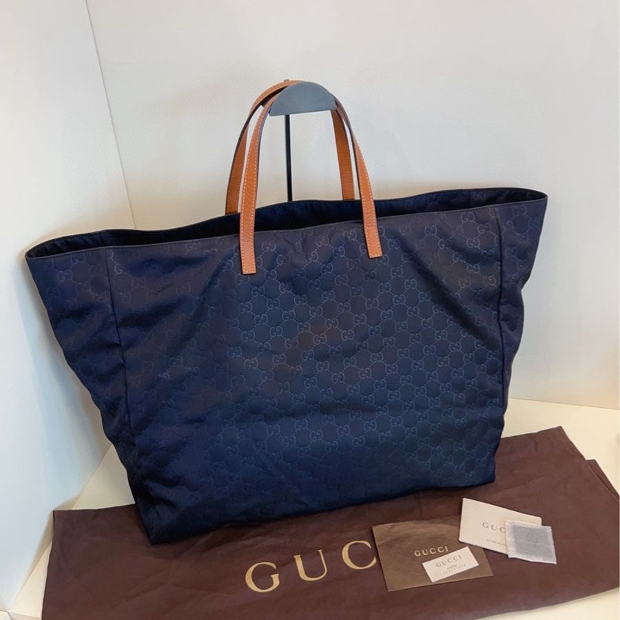 Gucci 古馳 深藍色老花帆布托特 大號約45*37*20 大容量 旅行出行最佳選擇-1
