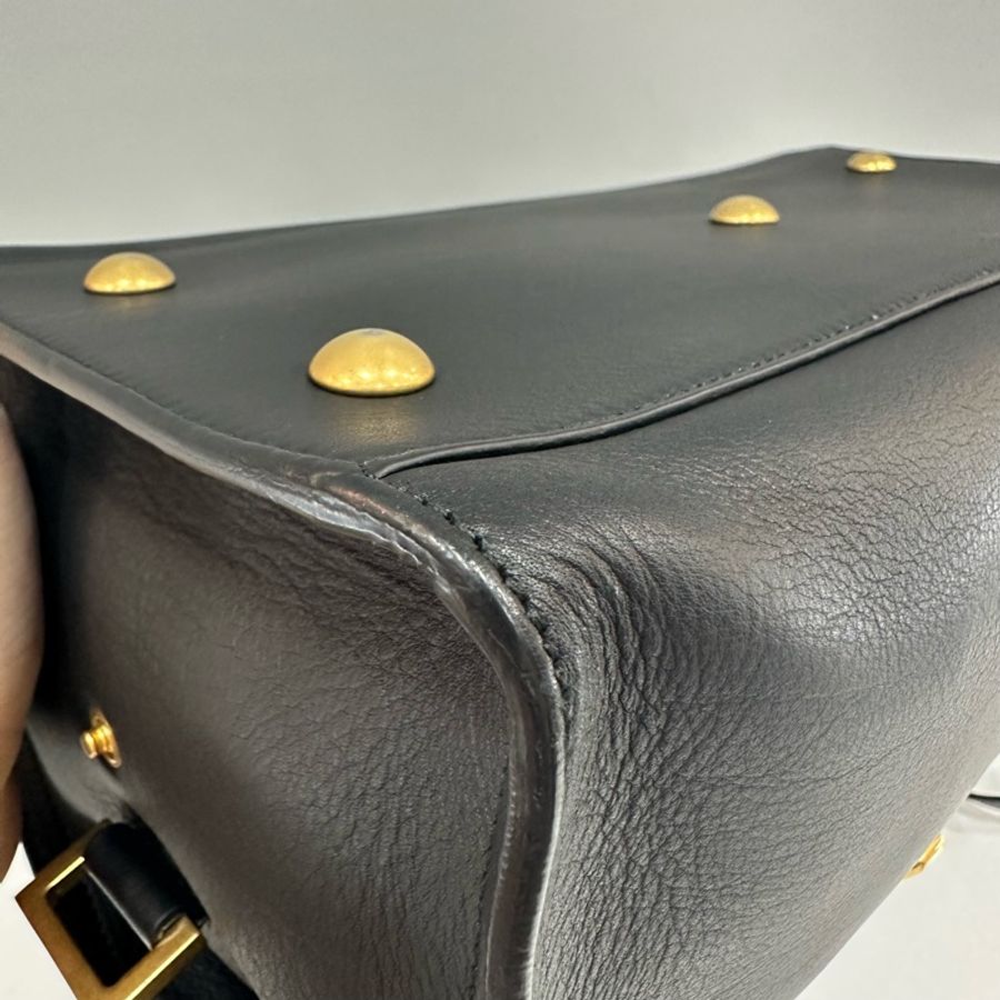 YSL 311210 黑色牛皮金釦肩背包 斜背包 cabas-17