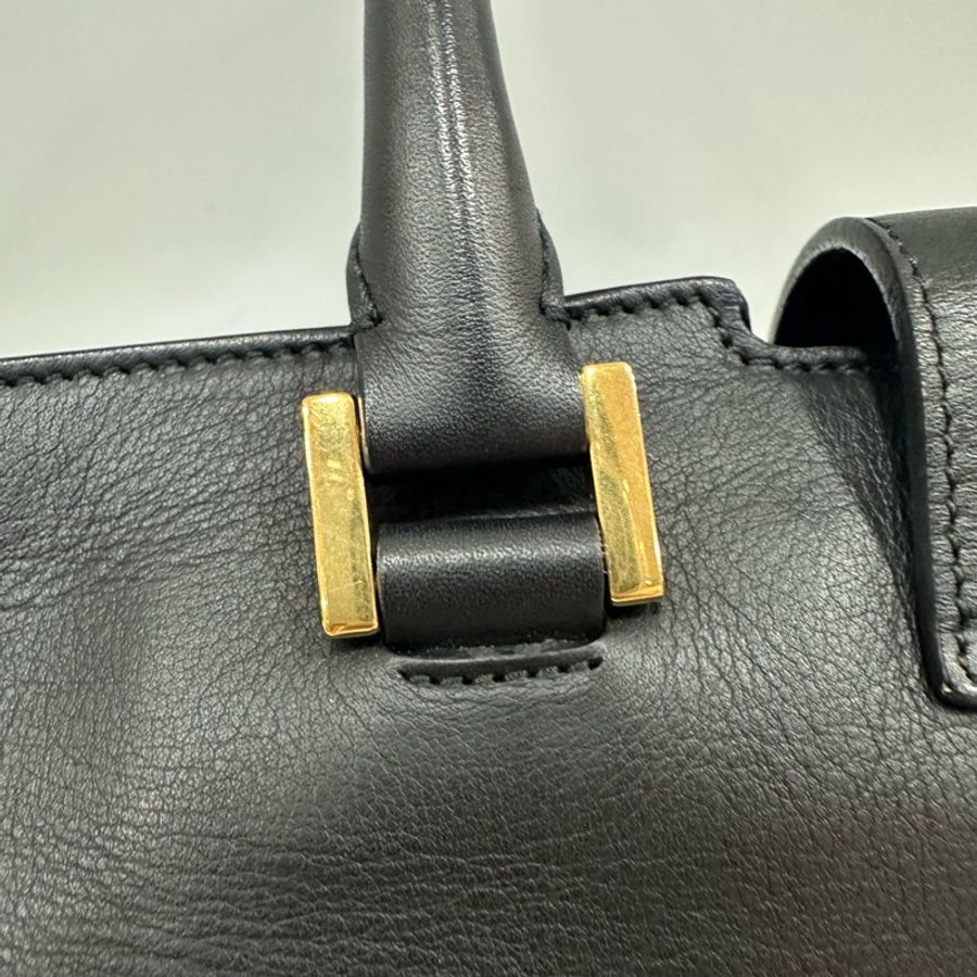 YSL 311210 黑色牛皮金釦肩背包 斜背包 cabas-19