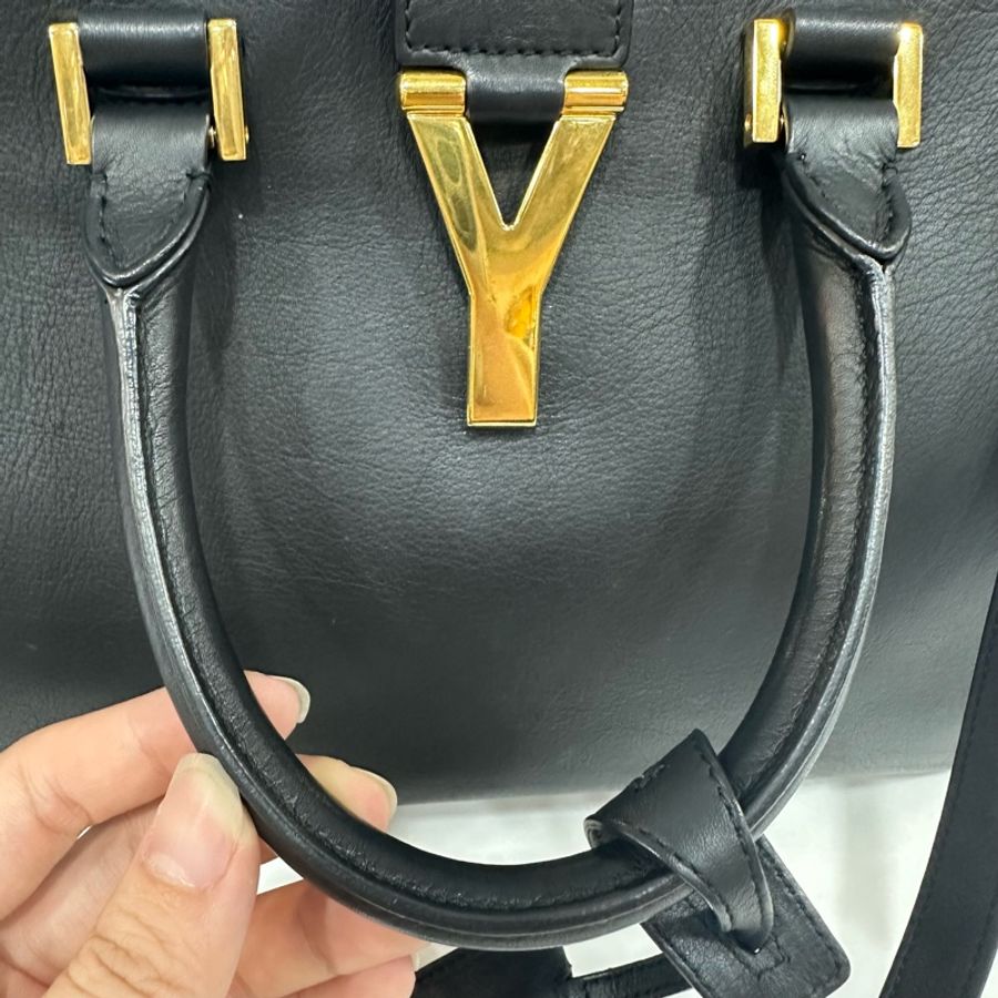 YSL 311210 黑色牛皮金釦肩背包 斜背包 cabas-29