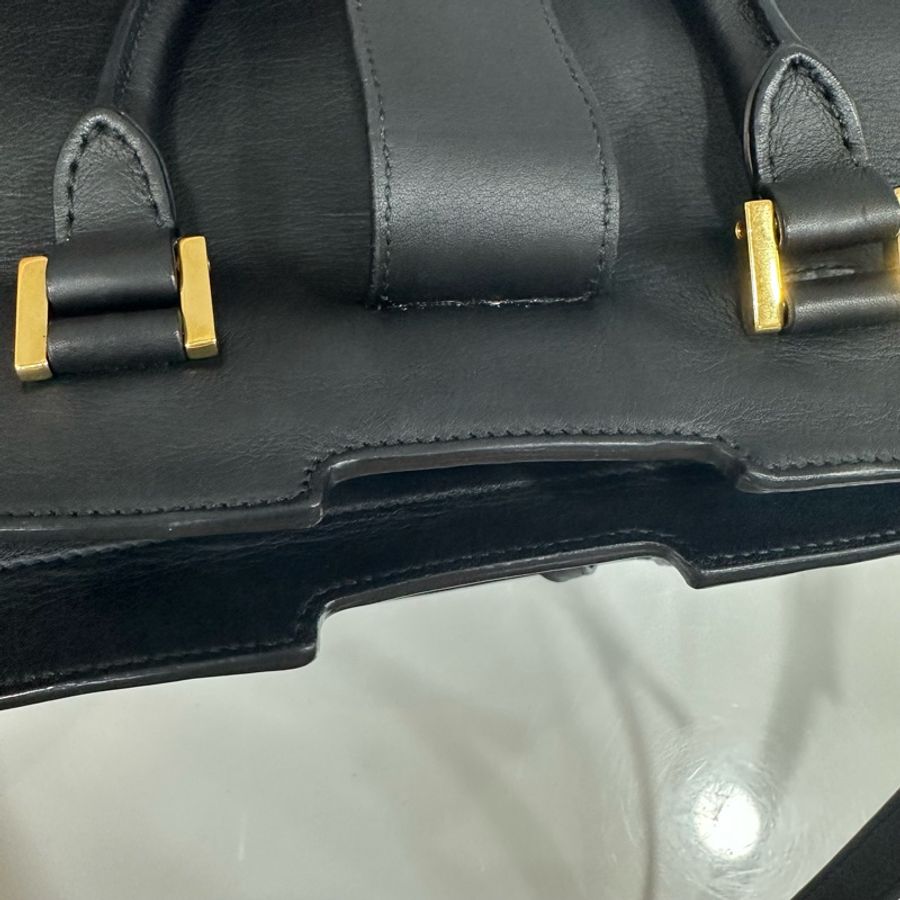 YSL 311210 黑色牛皮金釦肩背包 斜背包 cabas-30