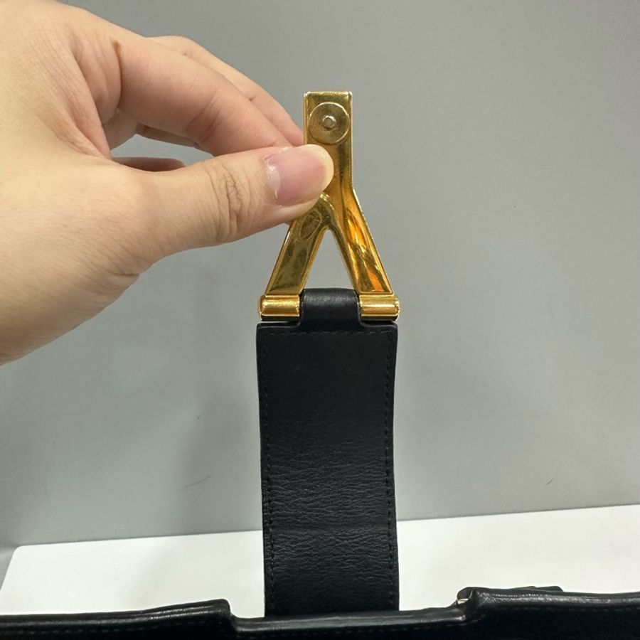 YSL 311210 黑色牛皮金釦肩背包 斜背包 cabas-31