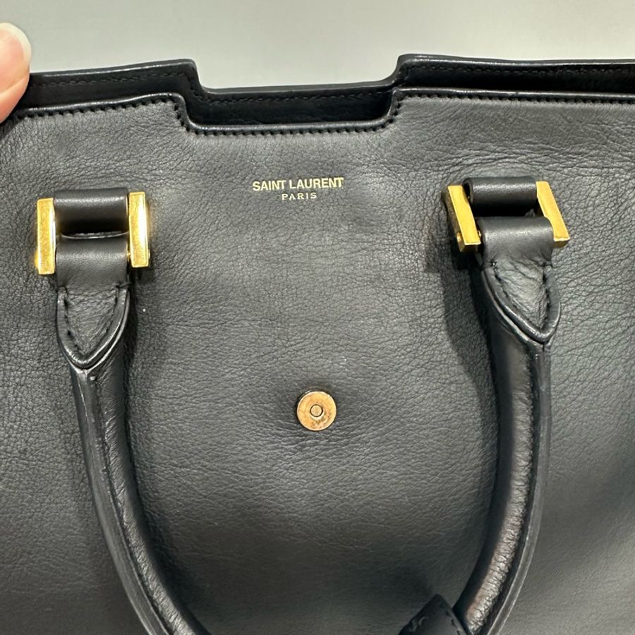 YSL 311210 黑色牛皮金釦肩背包 斜背包 cabas-33