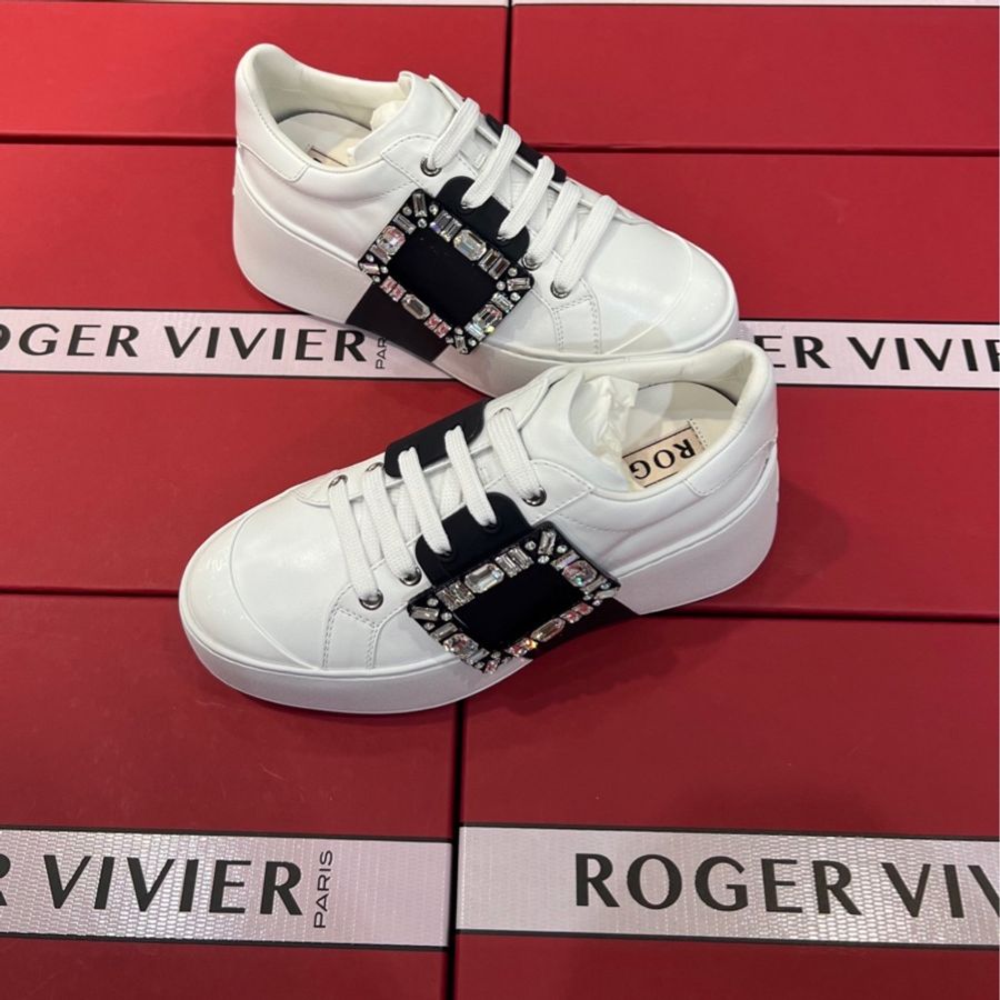 促銷品 Roger Vivier Viv' Skate 皮革運動鞋 水鑽扣-1