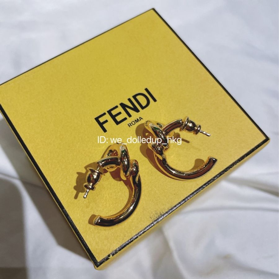 FENDI F logo 金色耳環-1
