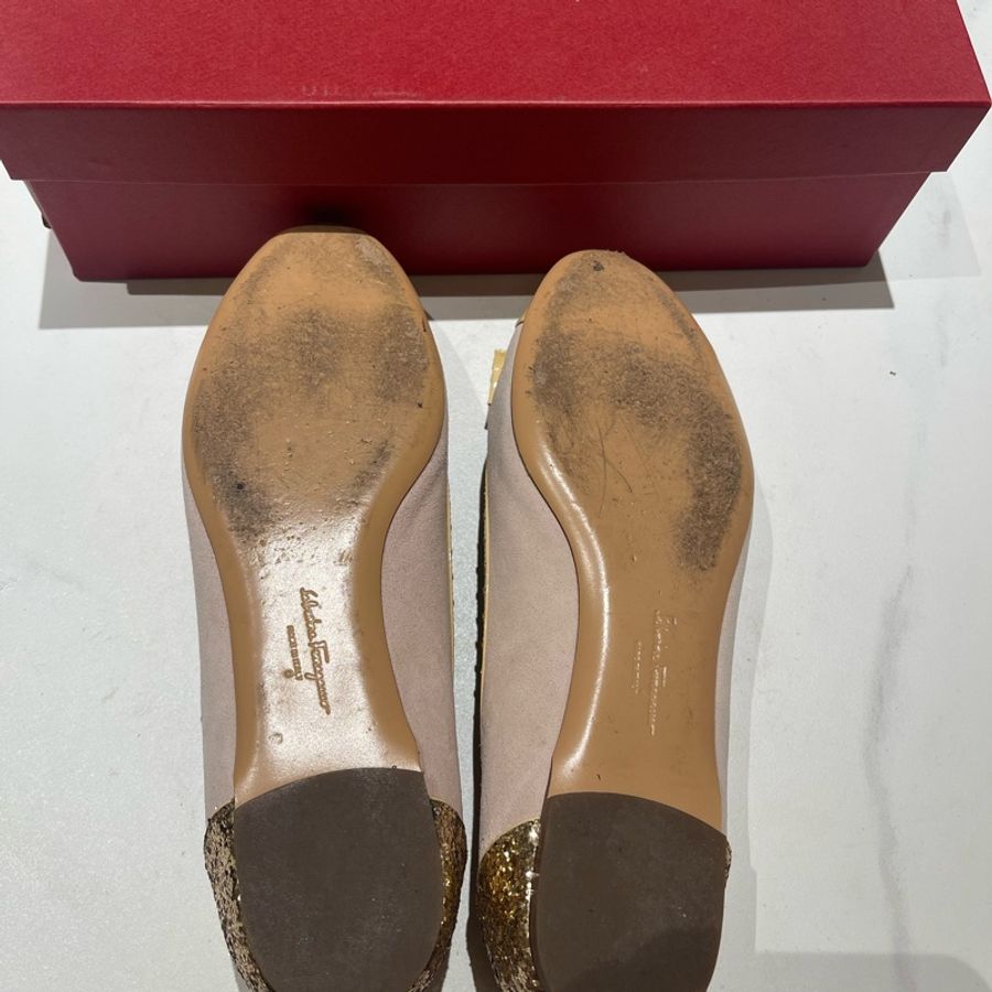 「JL精品代購」 Salvatore Ferragamo 蝴蝶結娃娃鞋/平地鞋-3