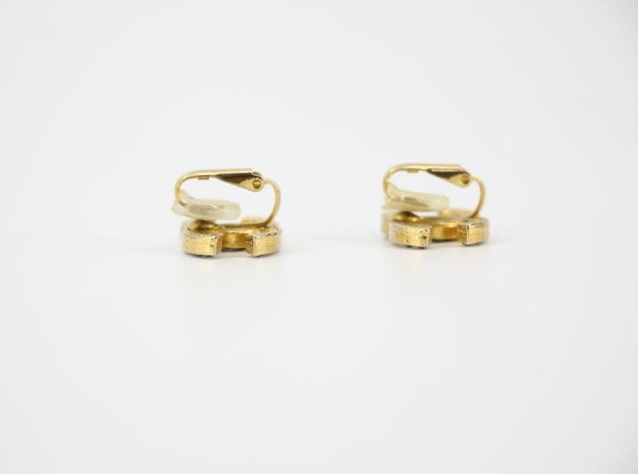 Chanel Vintage 71-80年水鑽鍍金經典大CC耳夾-3