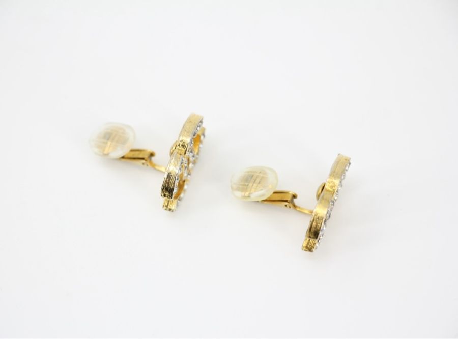 Chanel Vintage 71-80年水鑽鍍金經典大CC耳夾-5