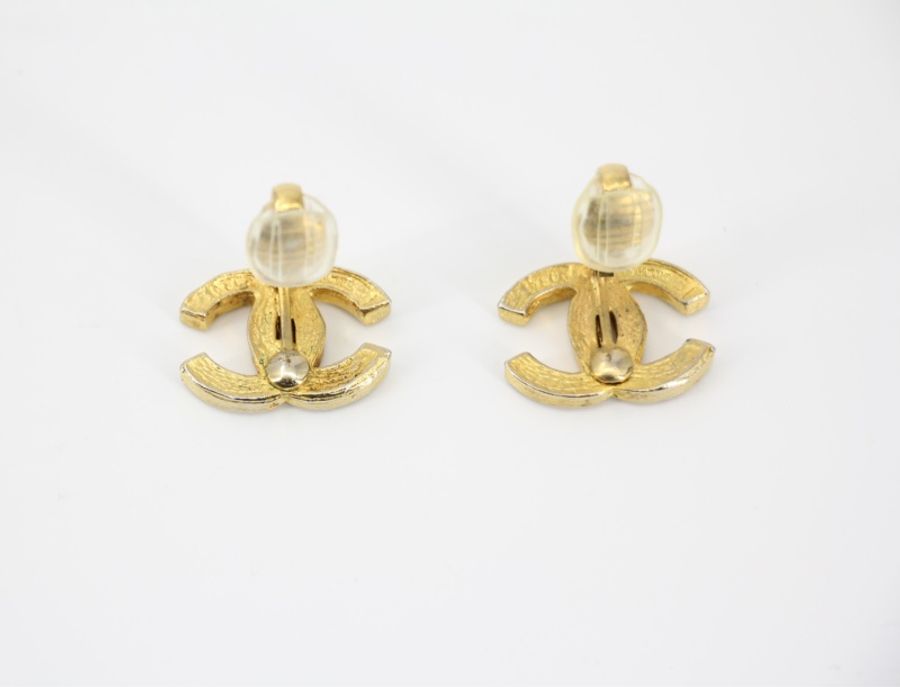 Chanel Vintage 71-80年水鑽鍍金經典大CC耳夾-6