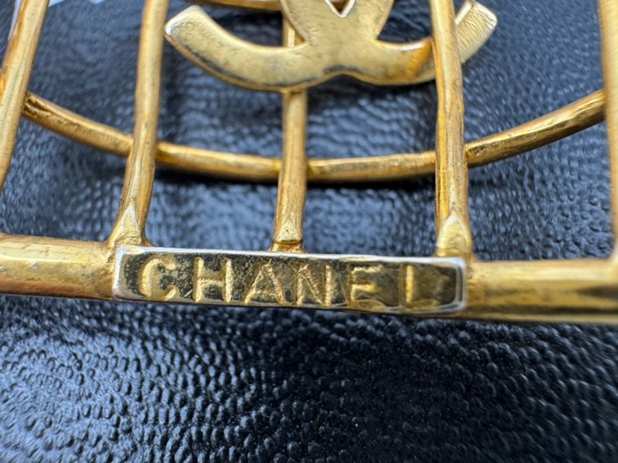 Chanel Vintage 92年鍍金鳥籠耳環-14