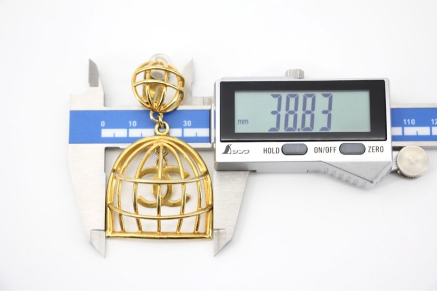 Chanel Vintage 92年鍍金鳥籠耳環-17