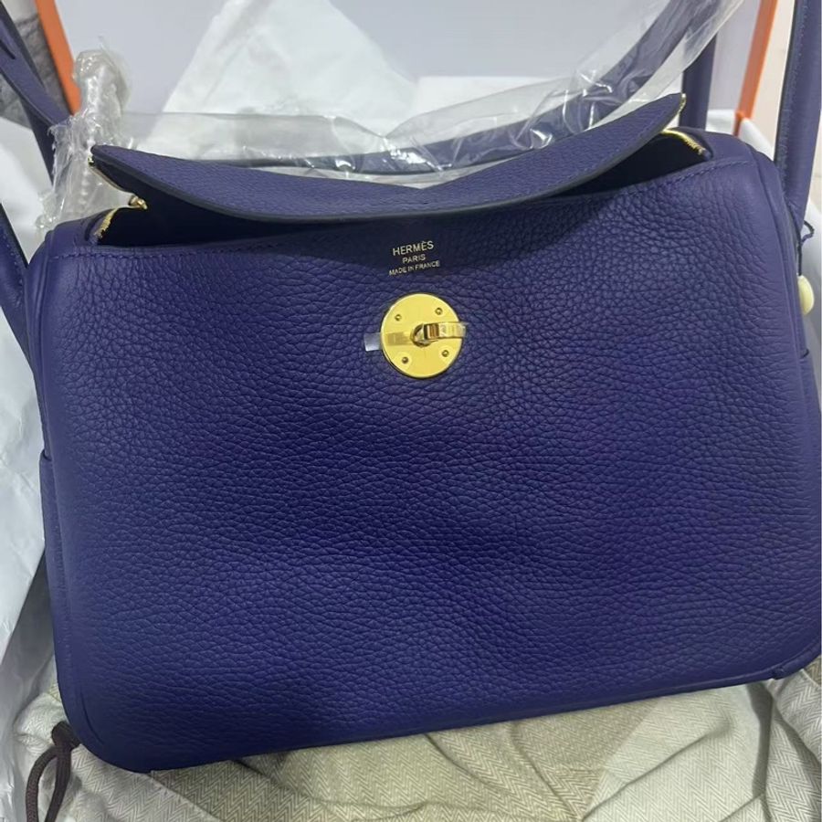 Hermes🌈Lindy 26💙墨水藍金扣💙全新未使用🌟肩帶貼膜在🌟-1