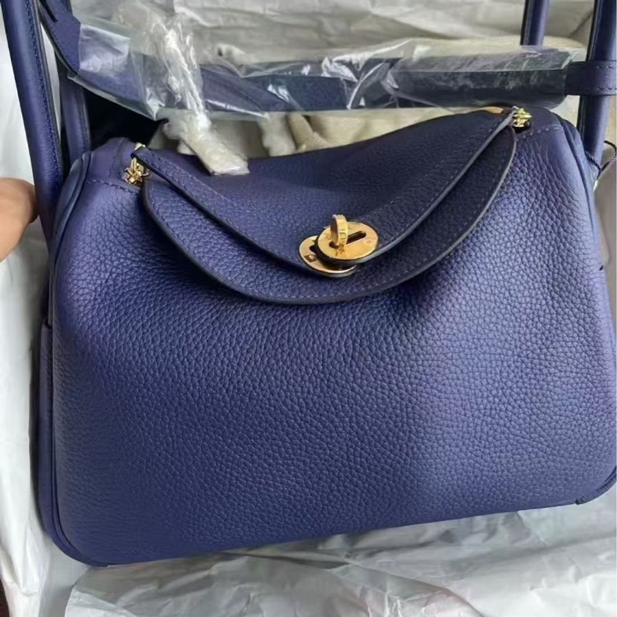 Hermes🌈Lindy 26💙墨水藍金扣💙全新未使用🌟肩帶貼膜在🌟-3