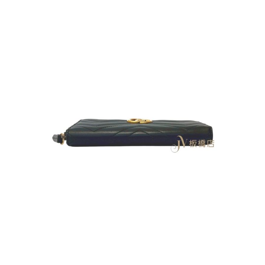 GUCCI GG Marmont 黑牛皮拉鍊長夾 443123-4