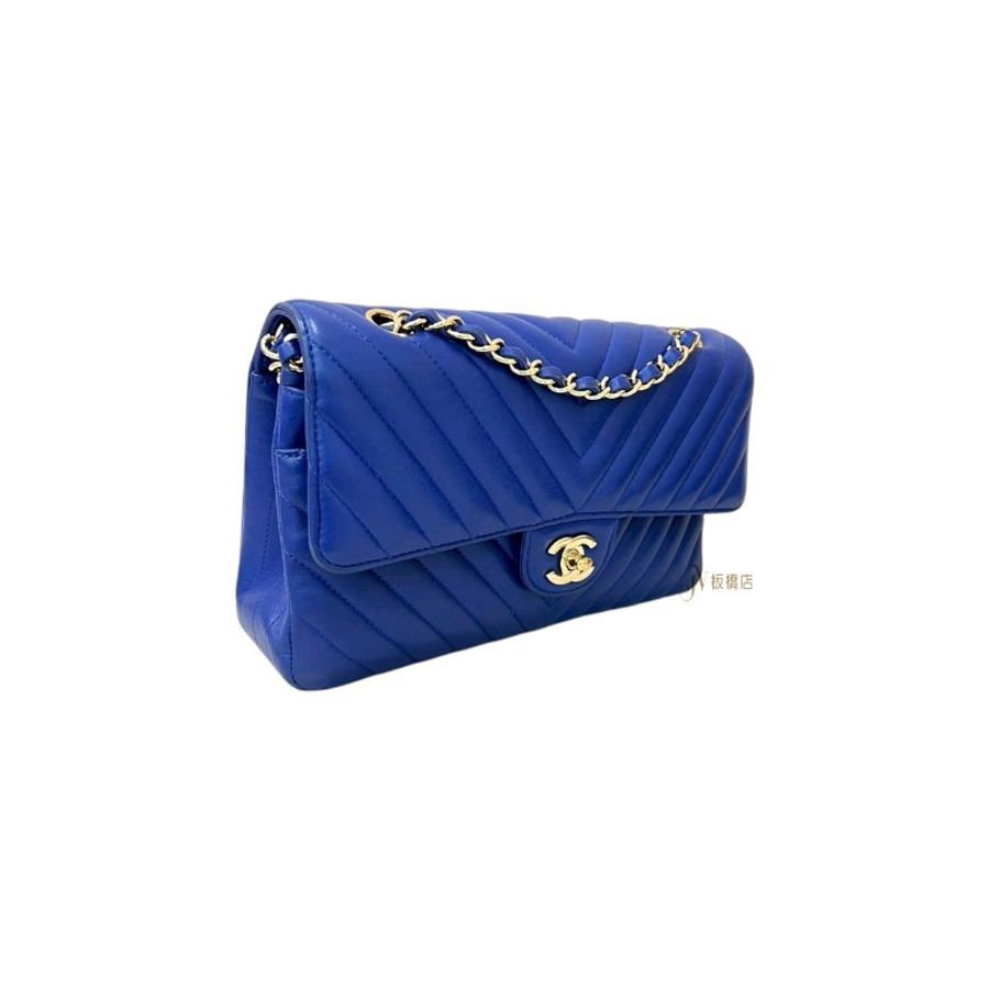 Chanel 寶藍山形紋銀釦COCO25 /A10621-3