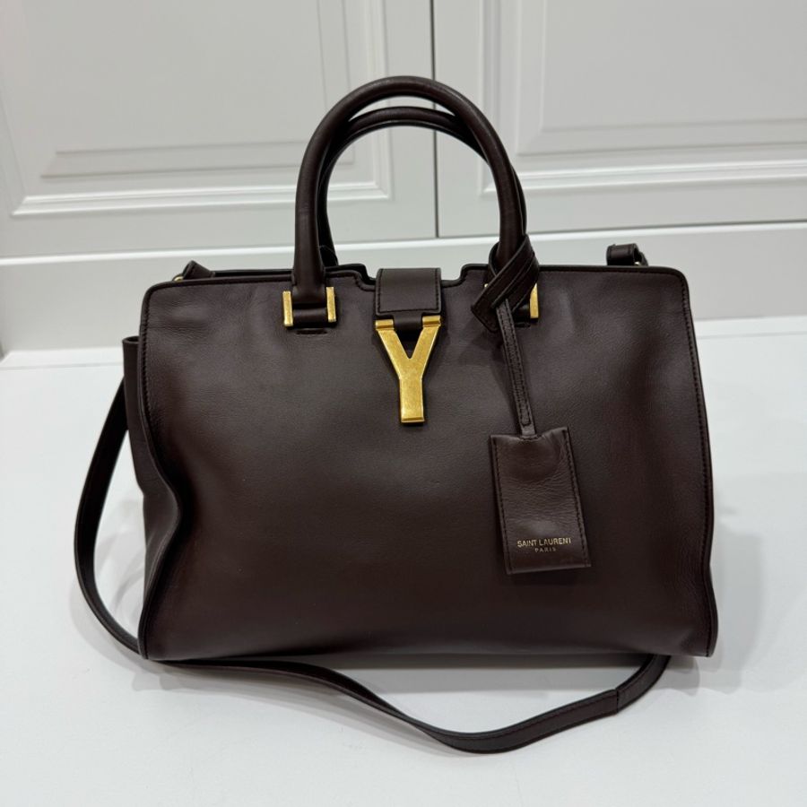 Yves Saint Laurent YSL 聖羅蘭 棕色 咖啡 Cabas Chy 手提包 肩背包 斜背包 公事包-0