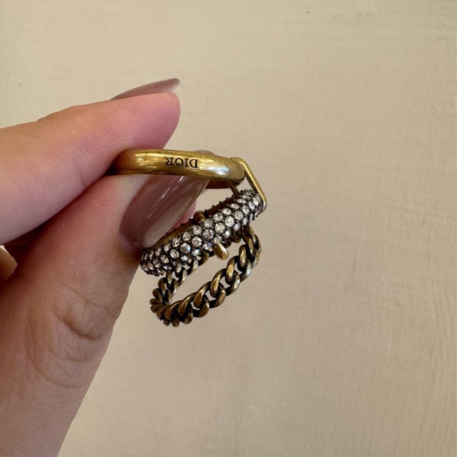 Dior復古金鑽三環戒指(L)-10
