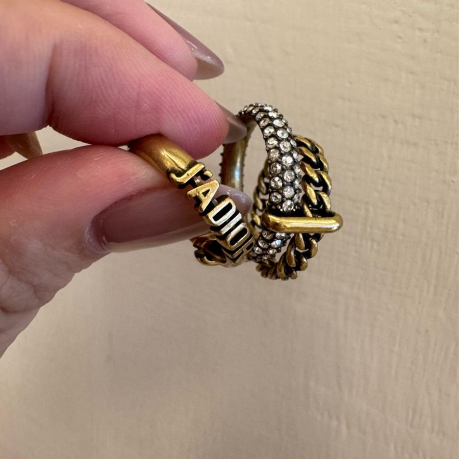 Dior復古金鑽三環戒指(L)-17