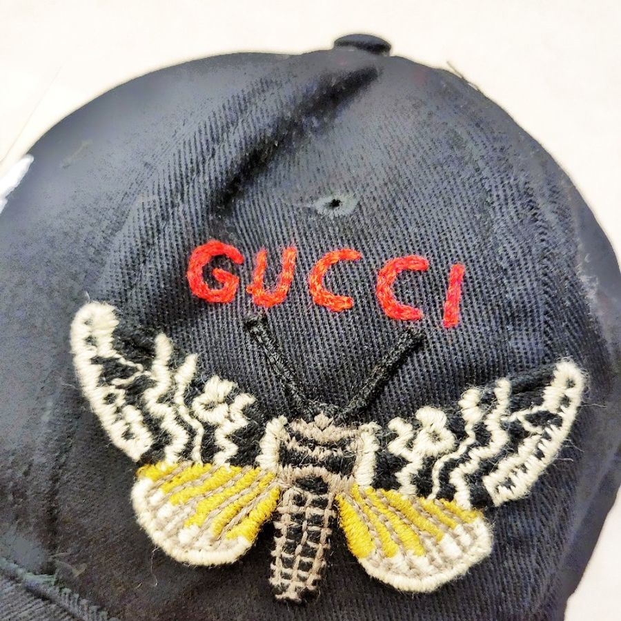 GUCCI 古馳 電繡洋基LOGO聯名款棒球帽/鴨舌帽(黑)-3