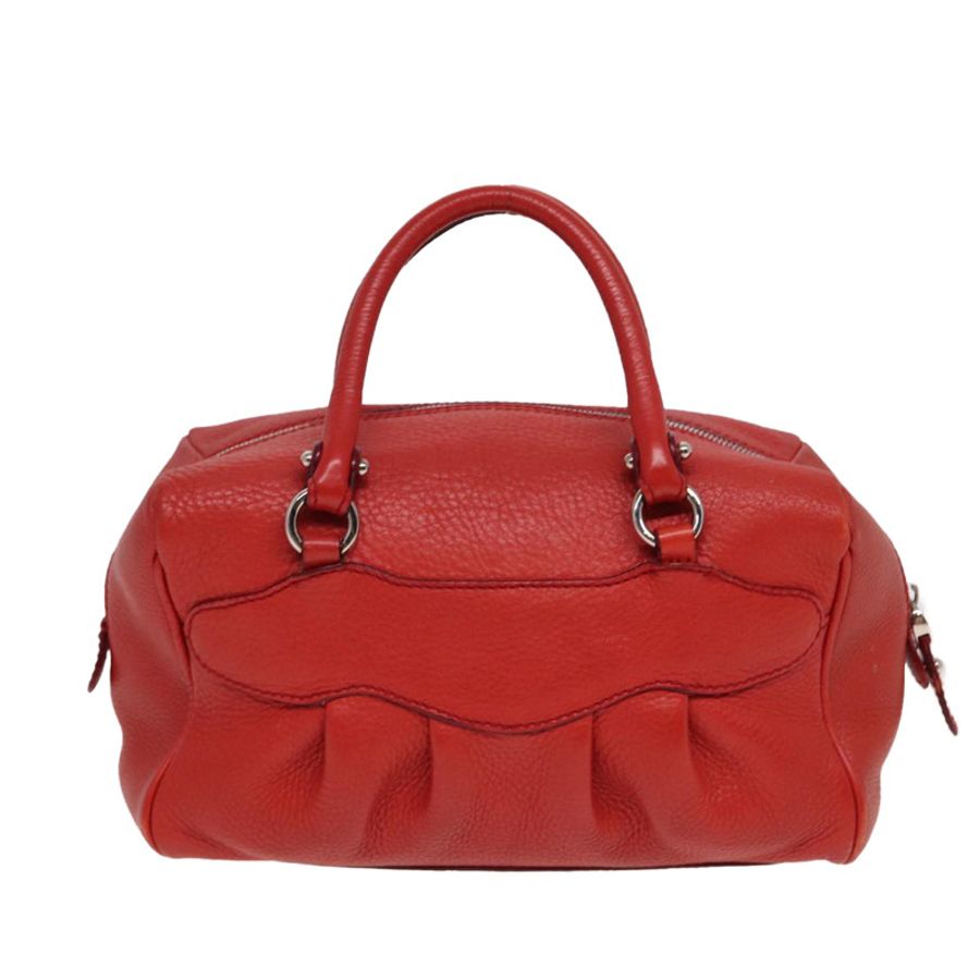 【日本直送】Salvatore Ferragamo Gancini 手提包 皮革 2way 紅色 Auth 78767-1