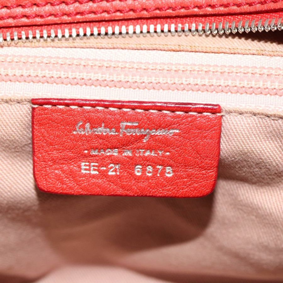 【日本直送】Salvatore Ferragamo Gancini 手提包 皮革 2way 紅色 Auth 78767-11