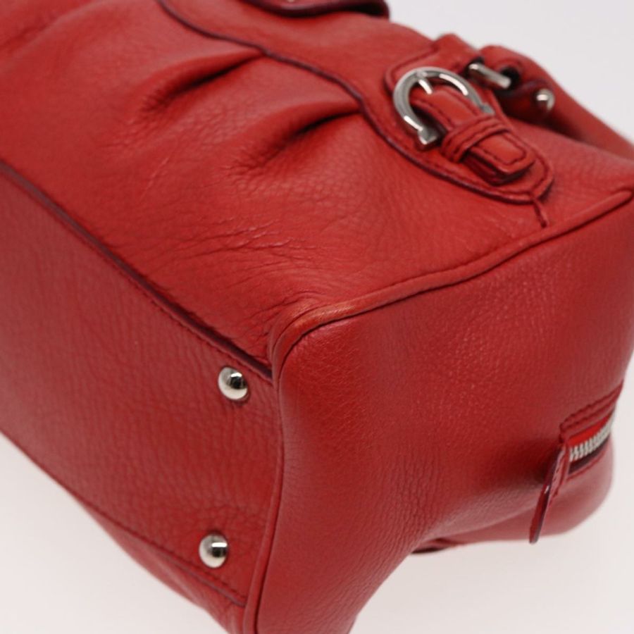 【日本直送】Salvatore Ferragamo Gancini 手提包 皮革 2way 紅色 Auth 78767-13
