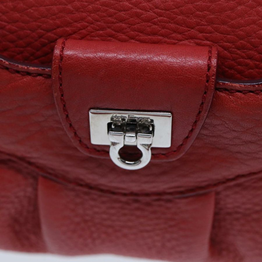 【日本直送】Salvatore Ferragamo Gancini 手提包 皮革 2way 紅色 Auth 78767-17