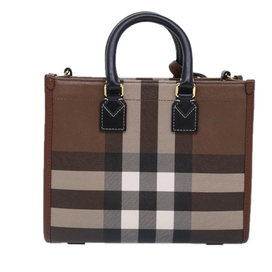 【日本直送】BURBERRY Nova 格紋手提包 皮革 兩用 棕色 金色 正品 91589A-1