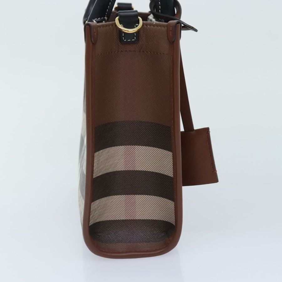 【日本直送】BURBERRY Nova 格紋手提包 皮革 兩用 棕色 金色 正品 91589A-2